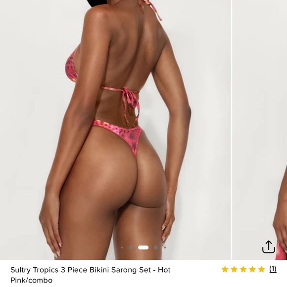 Fashion Nova Sultry Tropics 3 Piece Bikini Sarong Set - Picture 4 of 4